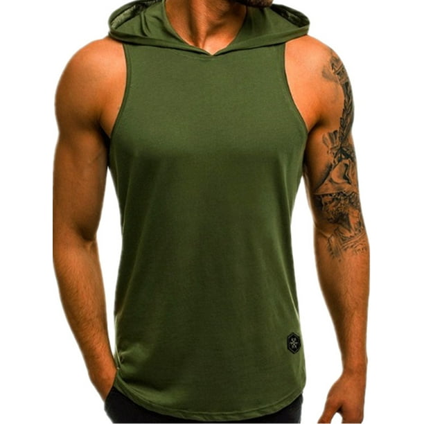 Fashion Summer Mens Sleeveless Hoodie T-Shirt Muscle Fitness GYM Sport Tank Tops